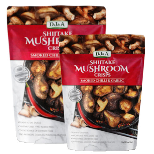 DJ&A Smoked Chilli & Garlic Shitake Mushroom Crisps 